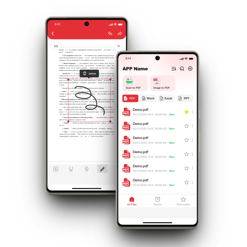 All PDF Reader App Interface